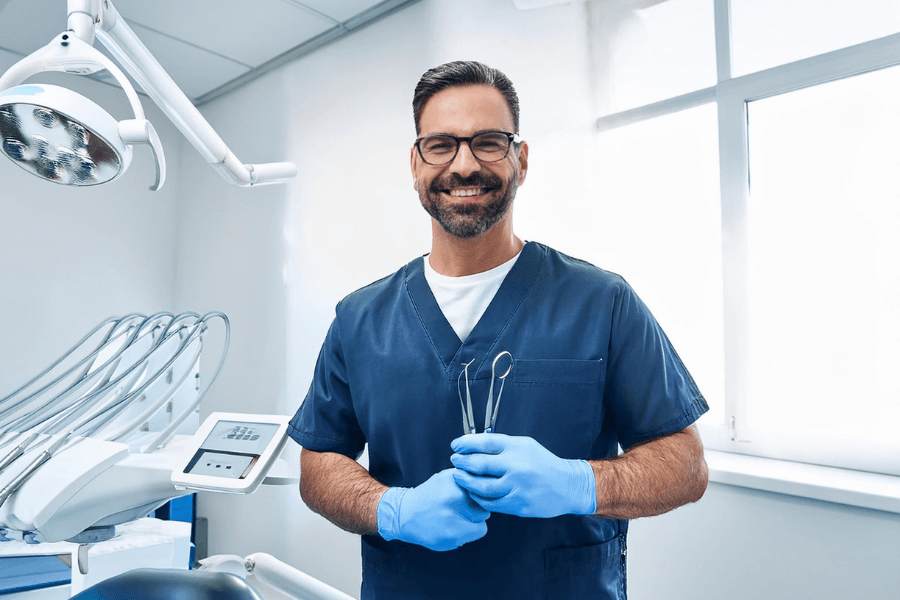 Dentista em um consultório